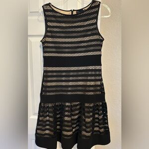 Just...Taylor Black and Tan/Nude knee length Lace dress